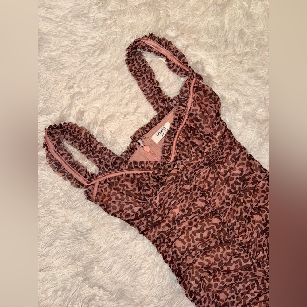 NWOT House of CB AUDRA ANIMAL PRINT MESH BUSTIER DRESS sz S - Picture 4 of 7